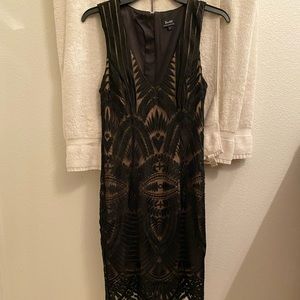 Black & tan mini/midi dress